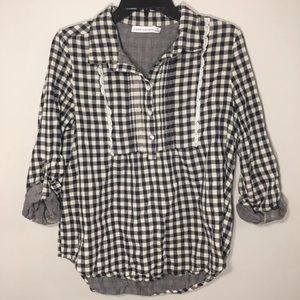 Paper crane plaid blouse